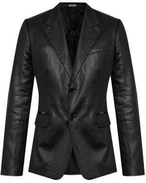 McQueen Linen Double-Vent Blazer - Black