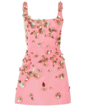 Carolina Herrera Floral-Embellished Mini Dress - Pink