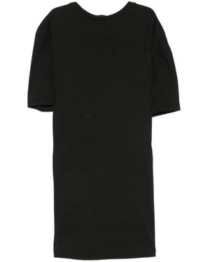 Issey Miyake Pocket-Detail Draped Rear-Zip Mini Dress - Black