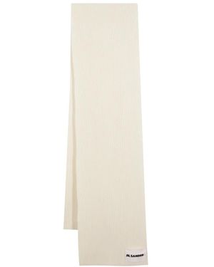 Jil Sander Schal Mit Logo-Patch - Weiß