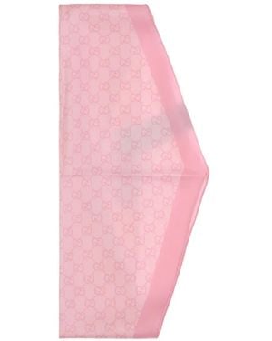Gucci Gg Monogram Silk Diamond Scarf - ピンク