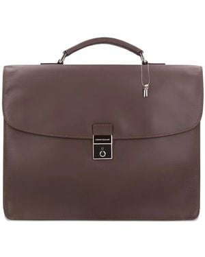 Longchamp Pochette D'Ordinateur En Cuir À Fermoir Loquet - Marron
