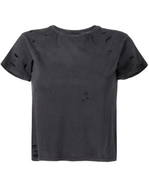 Cynthia Rowley パンチホールディテール Tシャツ - ブラック
