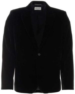 Saint Laurent Single-Breasted Velvet Blazer - Black
