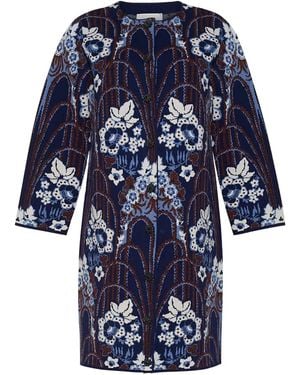 Cara Cara Vicky Floral-Intarsia Cardigan - Blue