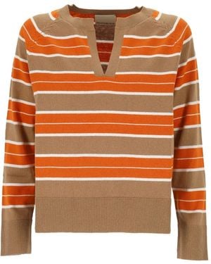 Pennyblack Striped Cable-Knit Sweater - Orange