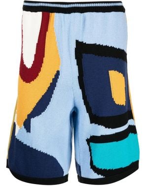 BETHANY WILLIAMS Abstract-Print Knitted Shorts - Blue