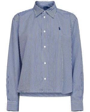 Polo Ralph Lauren Stripe-Pattern Cropped Shirt - Blue