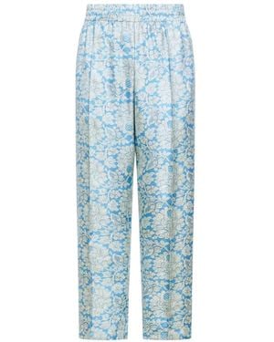 Pierre Louis Mascia Floral Jacquard Trousers - Blue