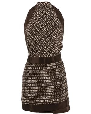 SIR. Astrid Printed Halter-Neck Mini Dress - Brown
