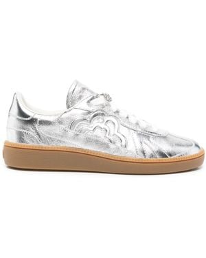 Maje Metallic Leather Trainers - White