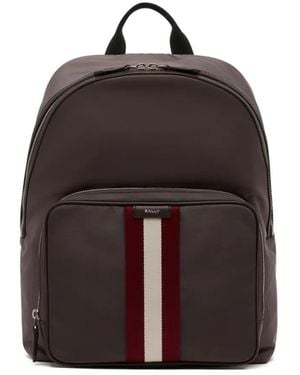 Bally Code Stripe-Detail Backpack - Brown