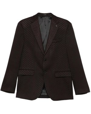 KARL LAGERFELD Monogram-Pattern Notched-Lapel Blazer - Black