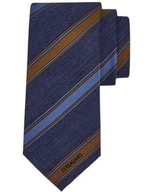 Ferragamo Regimental Jacquard Tie - Blue