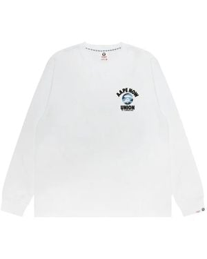 Aape By A Bathing Ape Logo-Print Long-Sleeve T-Shirt - White