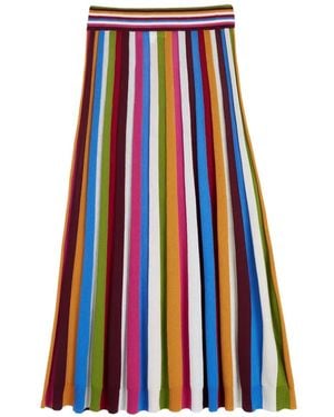 Chinti & Parker Midi Striped Wool Skirt - Red