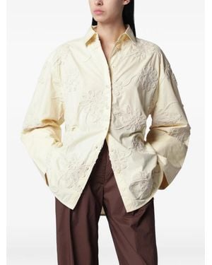 Rota Camisa Con Bordado Floral - Neutro