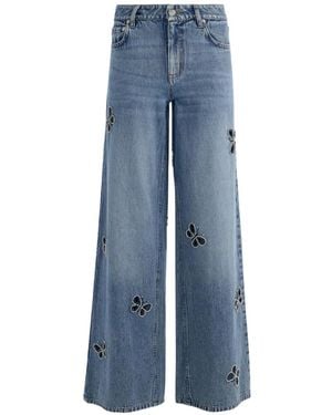 Alice + Olivia Amazing Embellished Cut-Out Jeans - Blue