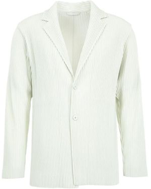 Issey Miyake Veste Plissée À Simple Boutonnage - White