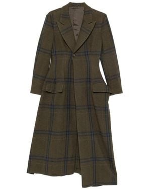 Yohji Yamamoto Cappotto Asimmetrico A Quadri - Verde