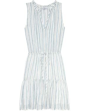 Rails Albany Ruffled-Hem Striped Mini Dress - White