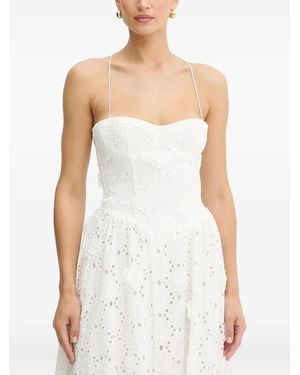 Bardot Estie Eyelet Lace-Up Dress - White