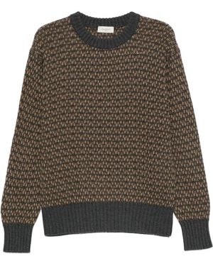Piacenza Cashmere Geometric-Pattern Wool Sweater - Brown