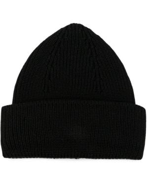 Roberto Collina Bonnet En Maille Côtelée - Black
