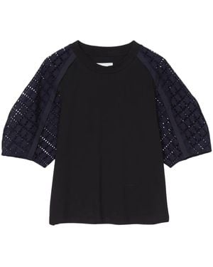 3.1 Phillip Lim Oberteil mit Spitzeneinsätzen - Schwarz