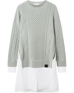 Stella McCartney Cable-Knit Side-Slit Mini Dress - Grey