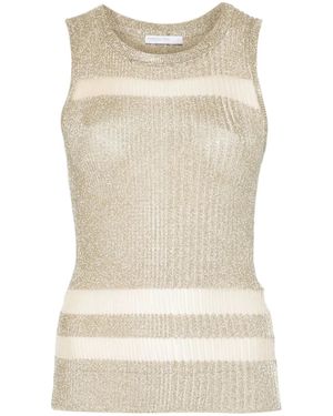 Patrizia Pepe Sheer-Panels Tank Top - Natural
