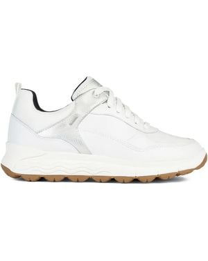Geox Spherica 4X4 Metallic-Panel Leather Trainers - White