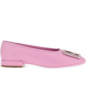 Ferragamo Buckle Leather Ballerina Flats - Pink
