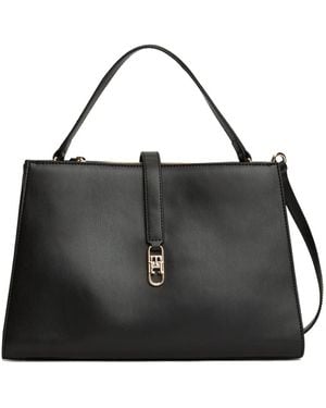 Tommy Hilfiger Top-Handles Logo-Plaque Shoulder Bag - Black