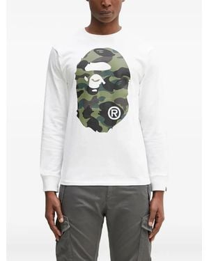 A Bathing Ape 1st Camo Big Ape Head Langarmshirt - Weiß