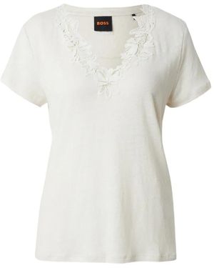 BOSS Lace-Trim V-Neck T-Shirt - White