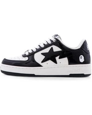 A Bathing Ape Bape Sta #1 M2 Patent-Leather Sneakers - White