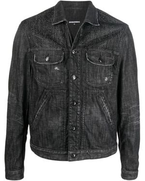 DSquared² Studded Distressed Denim Jacket - Black