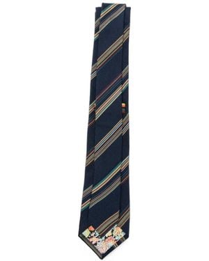 Paul Smith Striped Silk Tie - Blue