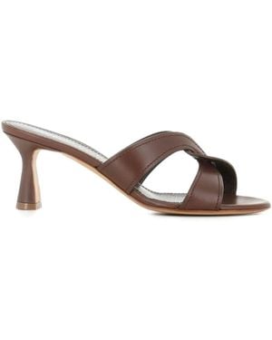 Antonio Barbato Maestri Veneziani Strappy Leather Heeled Sandals - Brown