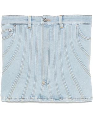 Mugler Denim Stitch-Detailed Top - Blue