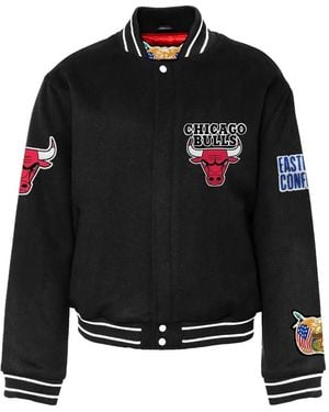 Jeff Hamilton Chicago Bulls-Patch Bomber Jacket - Black