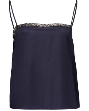 Prada Lace-Trimmed Tank Top - Blue