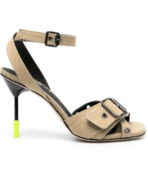 MSGM 95Mm Eyelet-Embellished Sandals - Metallic