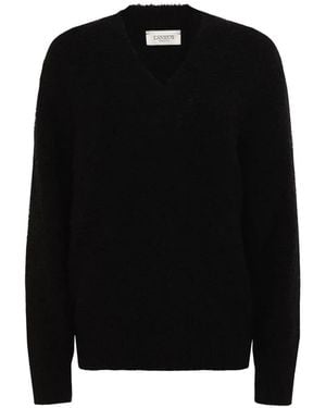 Laneus Texturierter Pullover Mit V-Ausschnitt - Schwarz