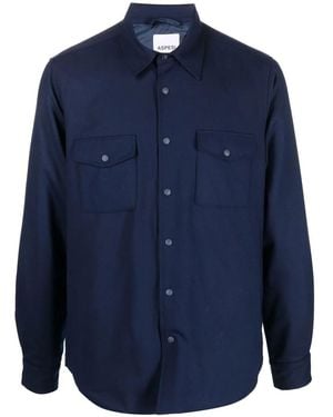 Aspesi Buttoned-Up Long-Sleeved Shirt - Blue