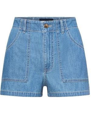 Veronica Beard Sally Elasticated-Back Shorts - Blue