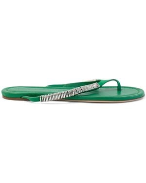 Christopher Esber Frida Pierced Suede Flat Sandals - Green