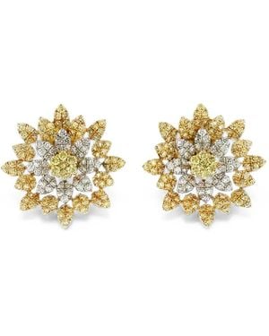 HYT Jewelry Flower Diamond Earrings - Metallic