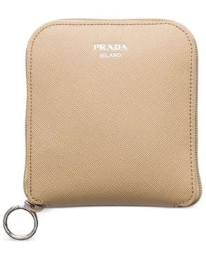 Prada Anhänger Aus Saffiano-Leder Mit Tragetasche Aus Re-Nylon - Natur